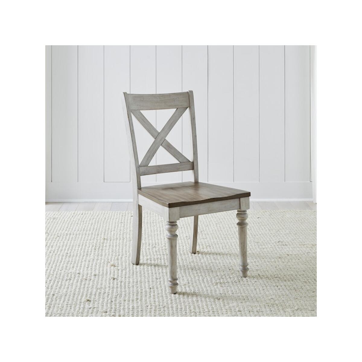 Cottage Lane X Back Wood Seat Side Chair - Image 2