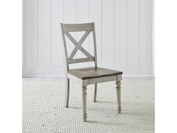 Cottage Lane X Back Wood Seat Side Chair - Image 2