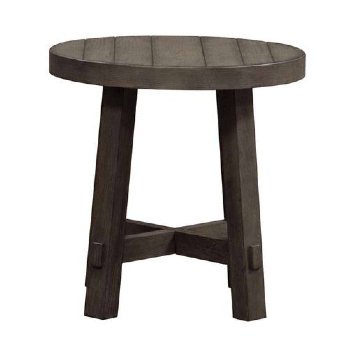Modern Farmhouse Splay Leg Round End Table in Brown - Image 3