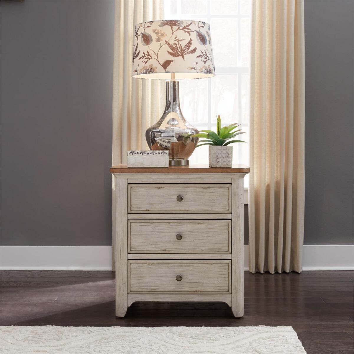 Farmhouse Reimagined 3 Drawer Night Stand w/ Charging Station - Image 2