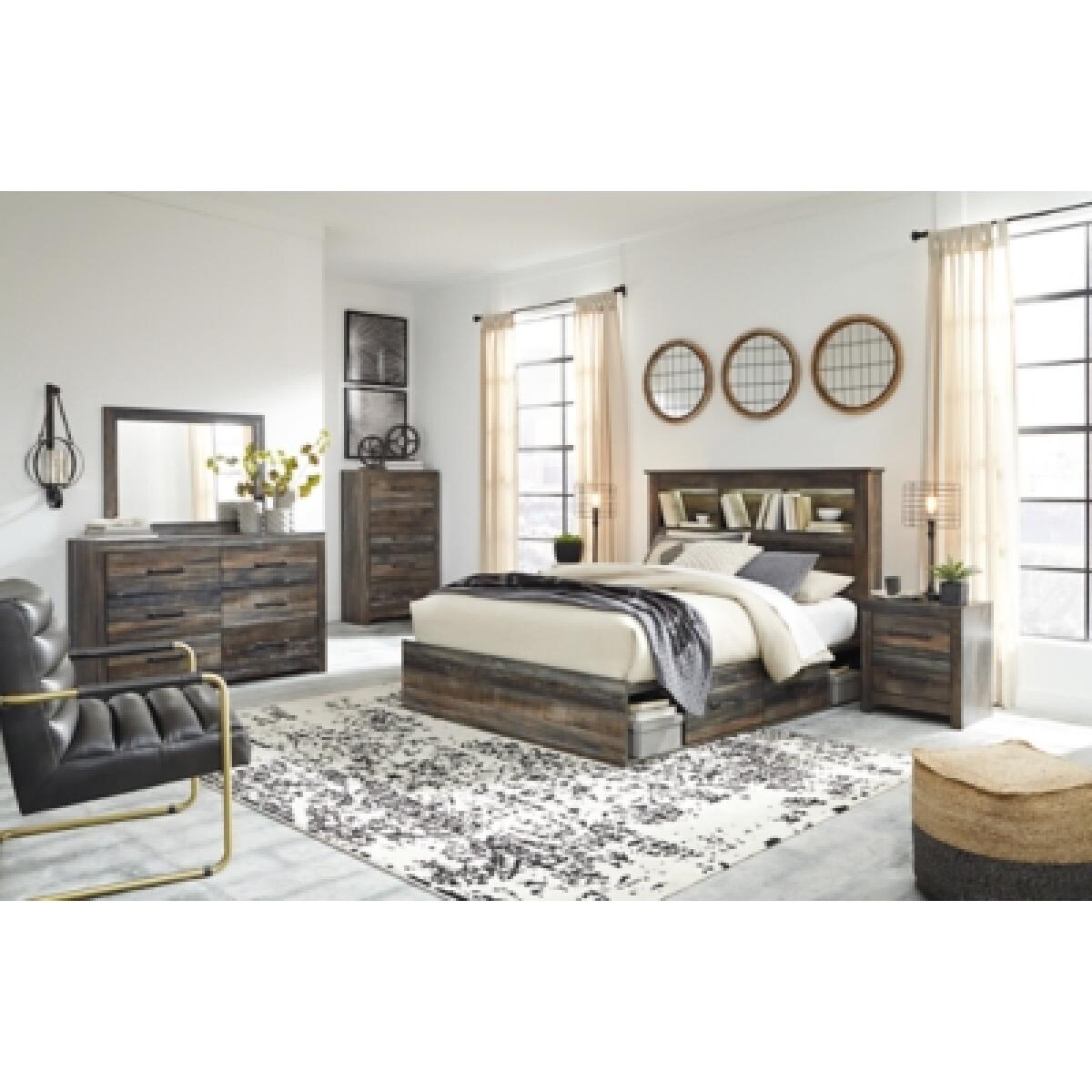 Drystan Queen Bookcase Bed with 2 Storage Drawers - Image 5