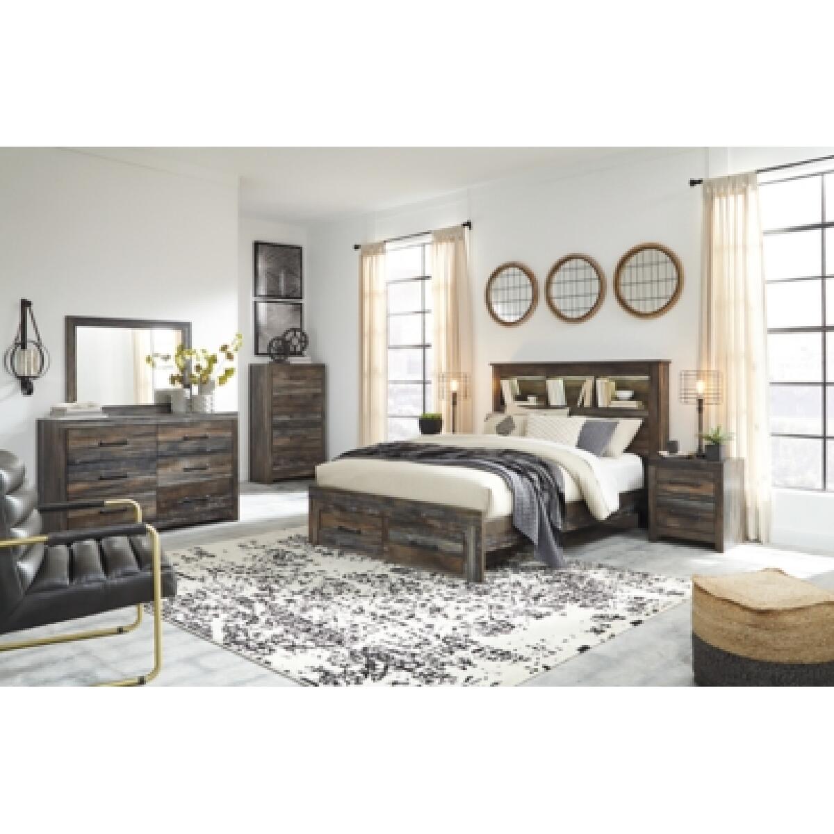 Drystan Queen Bookcase Bed with 2 Storage Drawers - Image 4