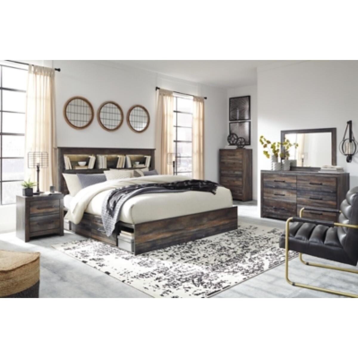 Drystan King Bookcase Bed with 2 Storage Drawers - Image 4