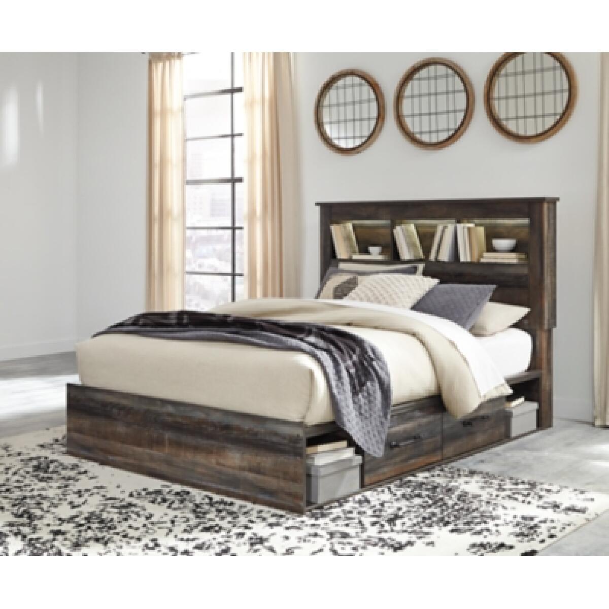 Drystan Queen Bookcase Bed with 2 Storage Drawers - Image 4