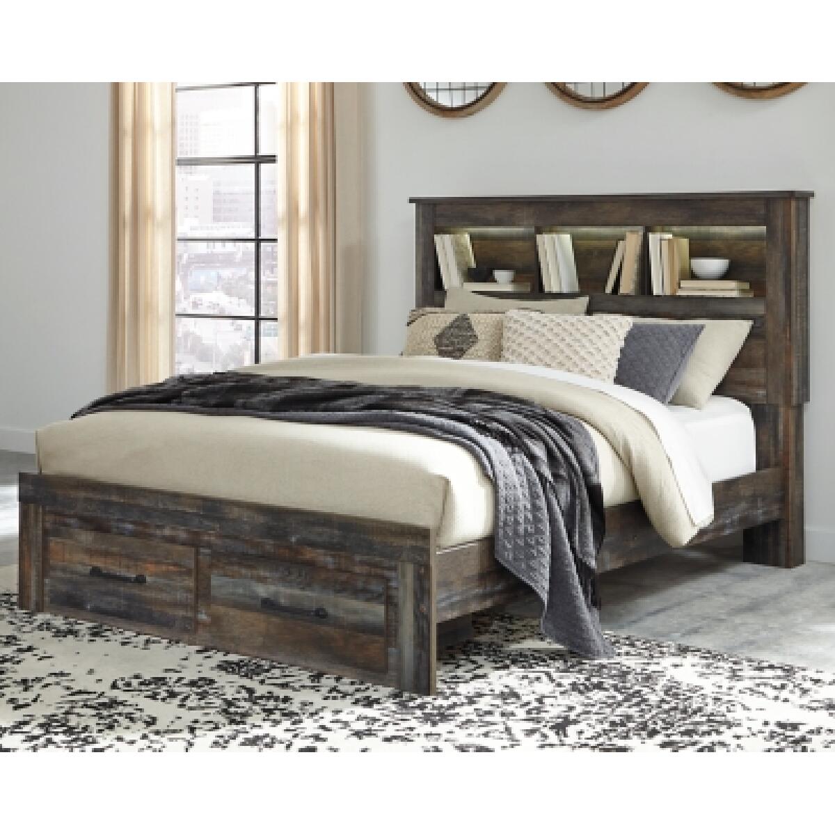 Drystan Queen Bookcase Bed with 2 Storage Drawers - Image 3