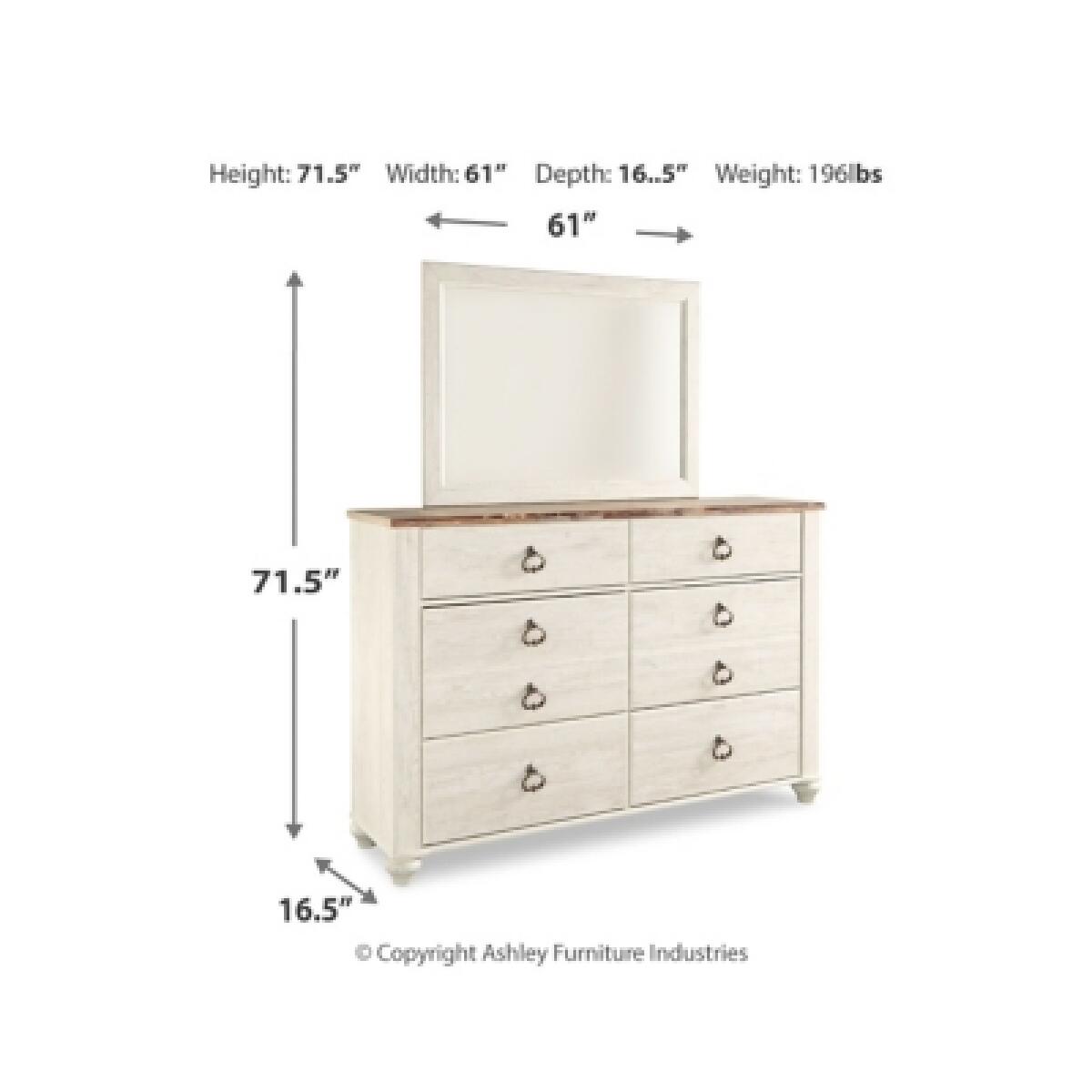 Willowton Dresser and Mirror - Image 4