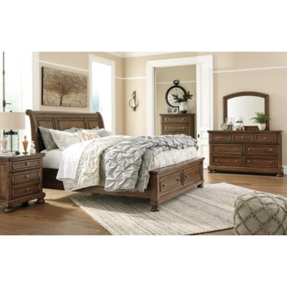 Flynnter King Sleigh Bed with 2 Storage Drawers - Image 8