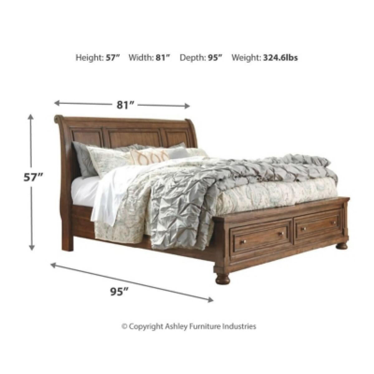 Flynnter California King Sleigh Bed with 2 Storage Drawers - Image 5