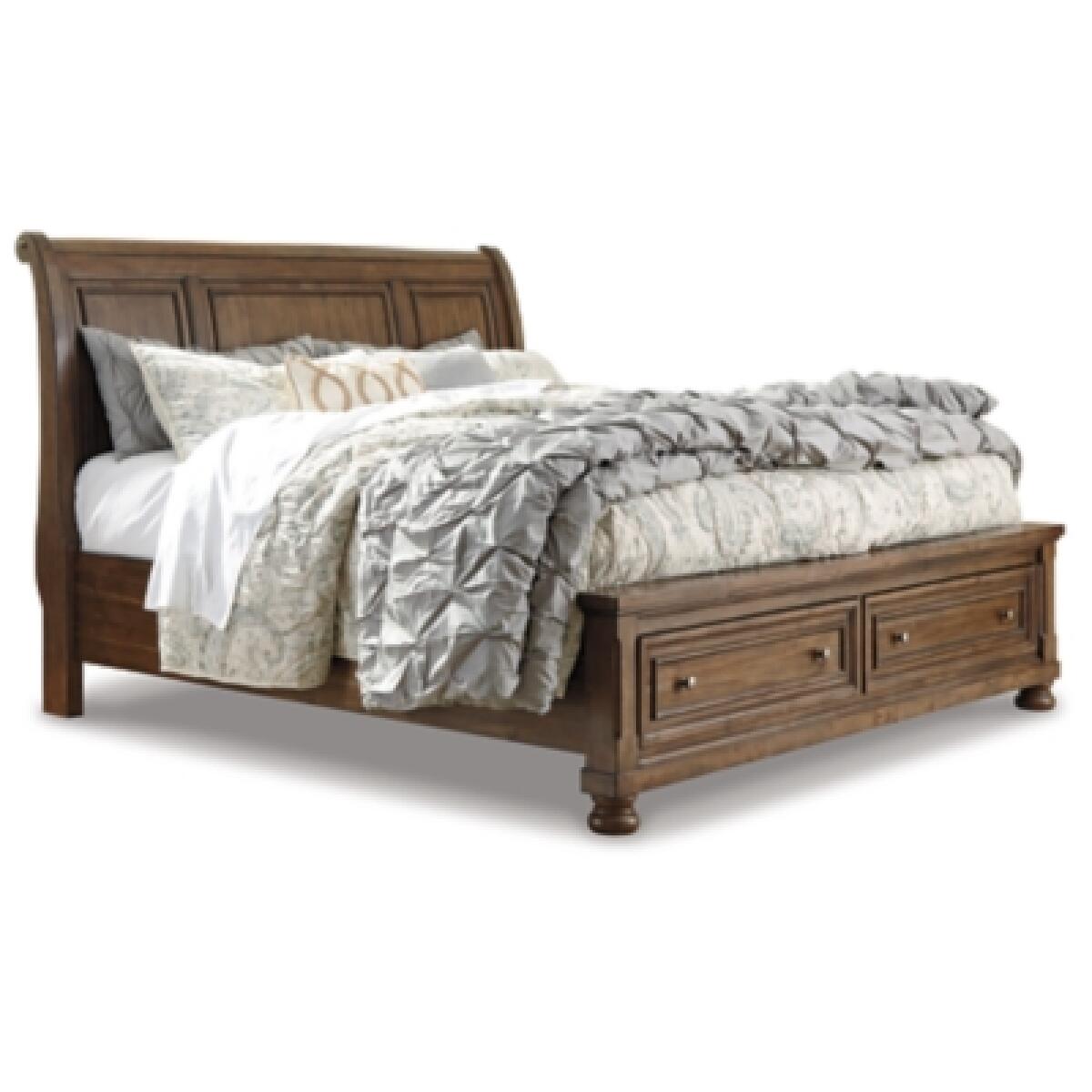 Flynnter King Sleigh Bed with 2 Storage Drawers - Image 2