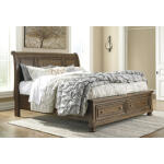 Flynnter King Sleigh Bed with 2 Storage Drawers