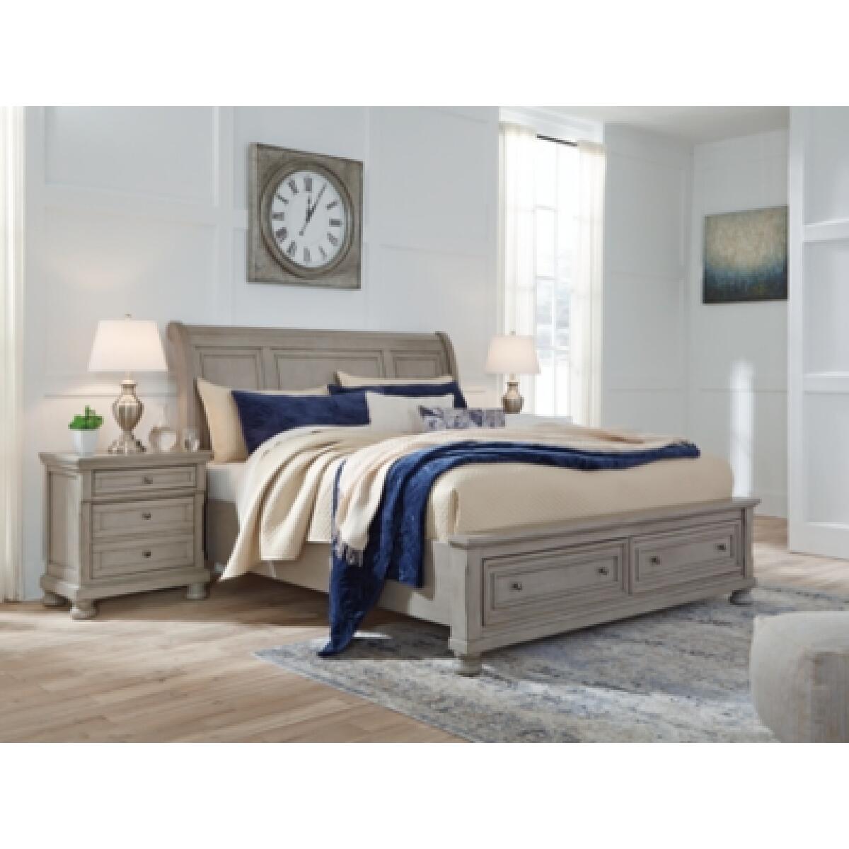 Lettner King Sleigh Bed with 2 Storage Drawers - Image 3