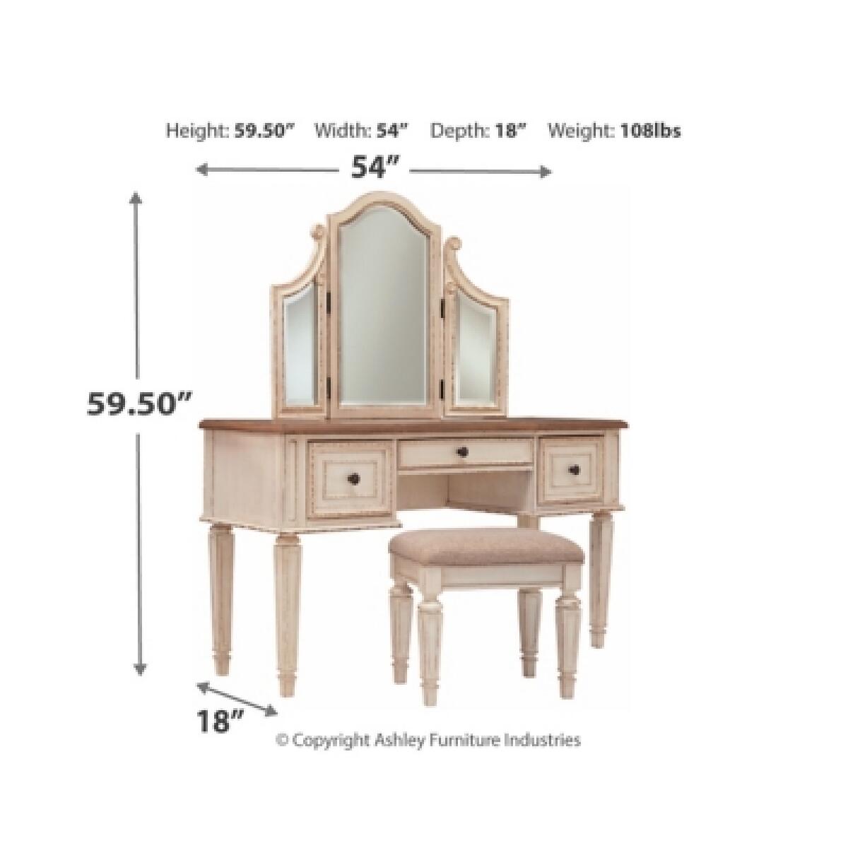 Realyn Vanity and Mirror with Stool - Image 5
