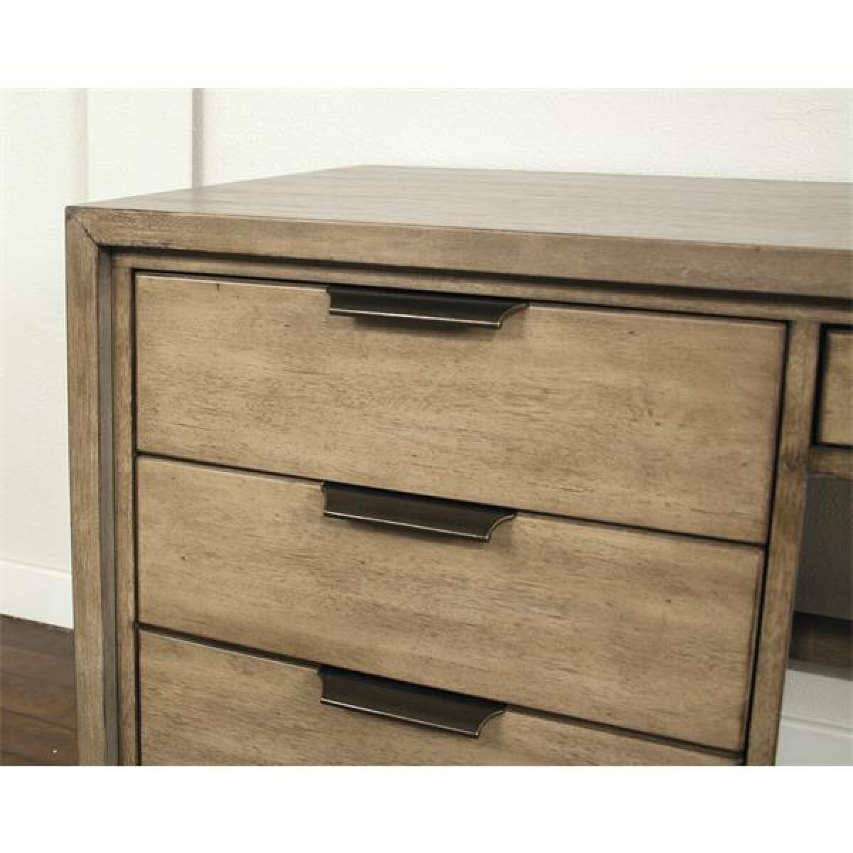 Perspectives Single Pedestal Brown Desk - Image 3