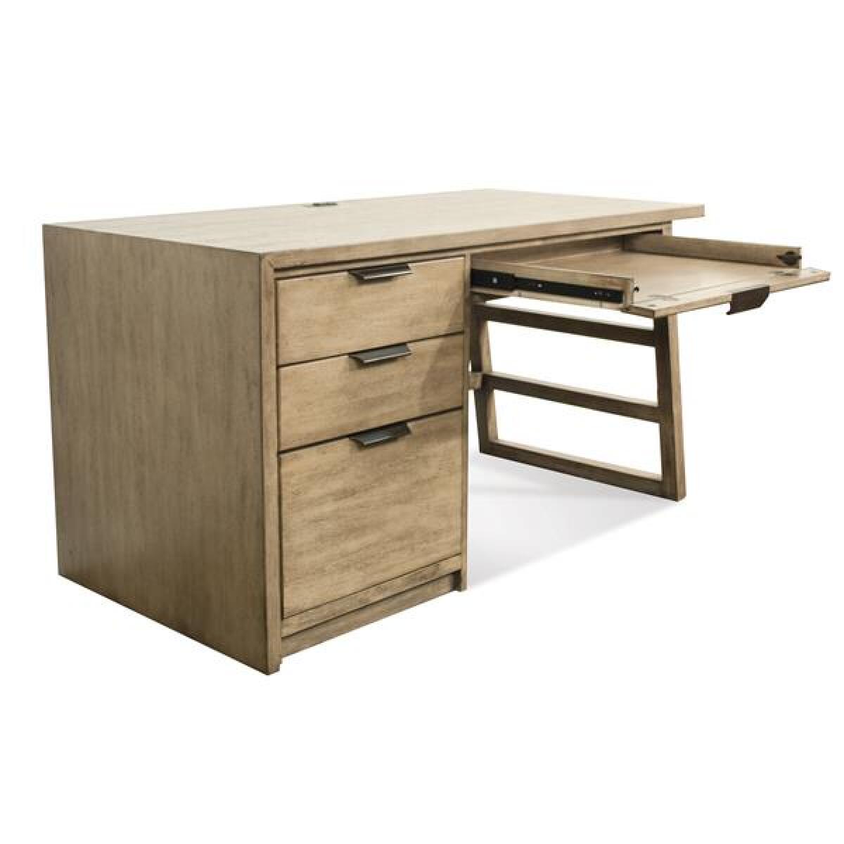 Perspectives Single Pedestal Brown Desk - Image 4