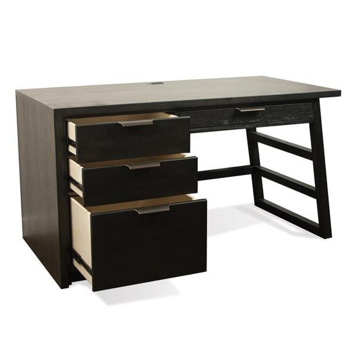 Perspectives Single Pedestal Black Desk - Image 3