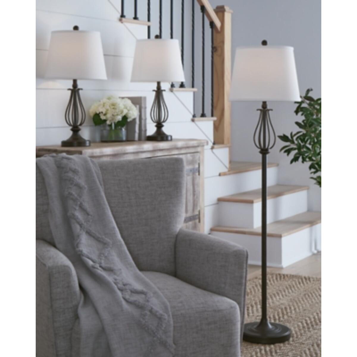 Brycestone Floor Lamp with 2 Table Lamps - Image 3