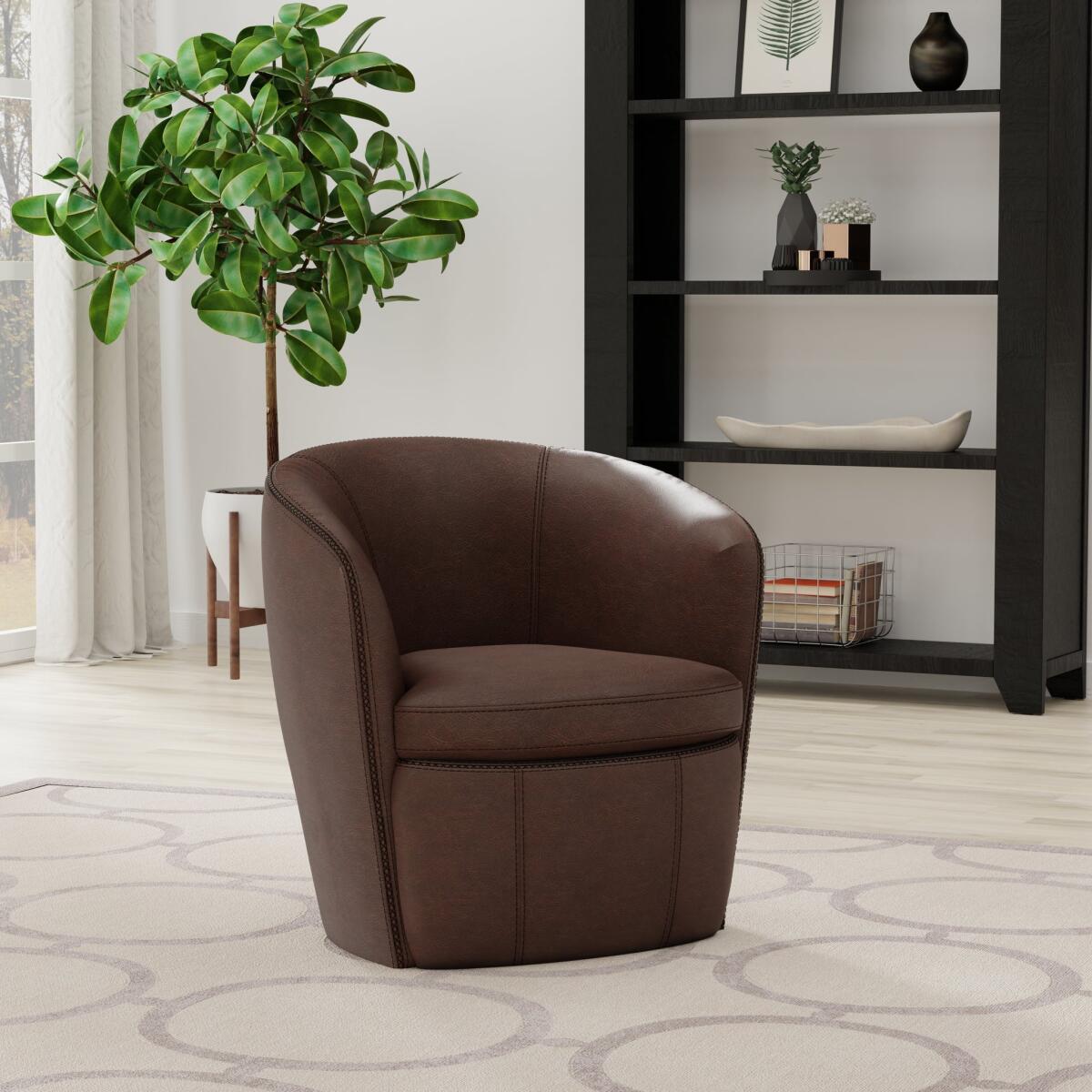 Barolo Vintage Brown Swivel Club Chair - Image 4