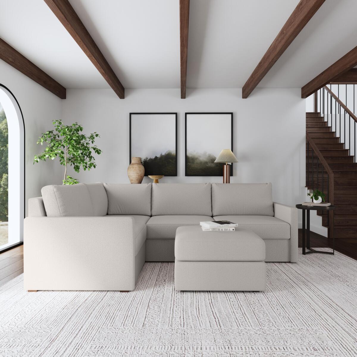 Flex 4-Seat Sectional with Narrow Arm and Ottoman by homestyles - Image 3