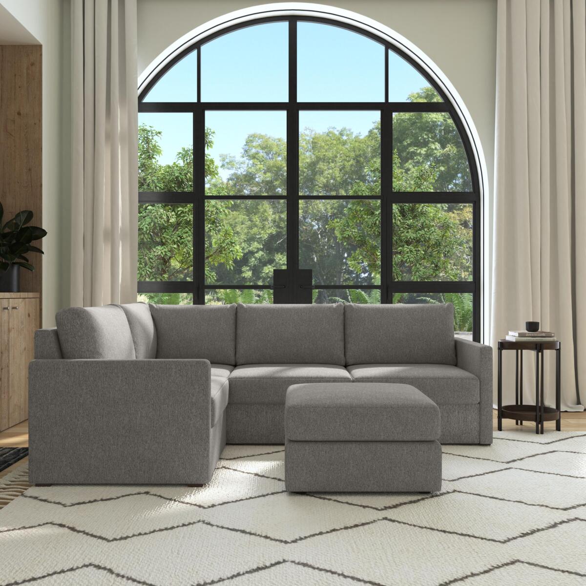 Flex 4-Seat Sectional with Narrow Arm and Ottoman by homestyles - Image 3