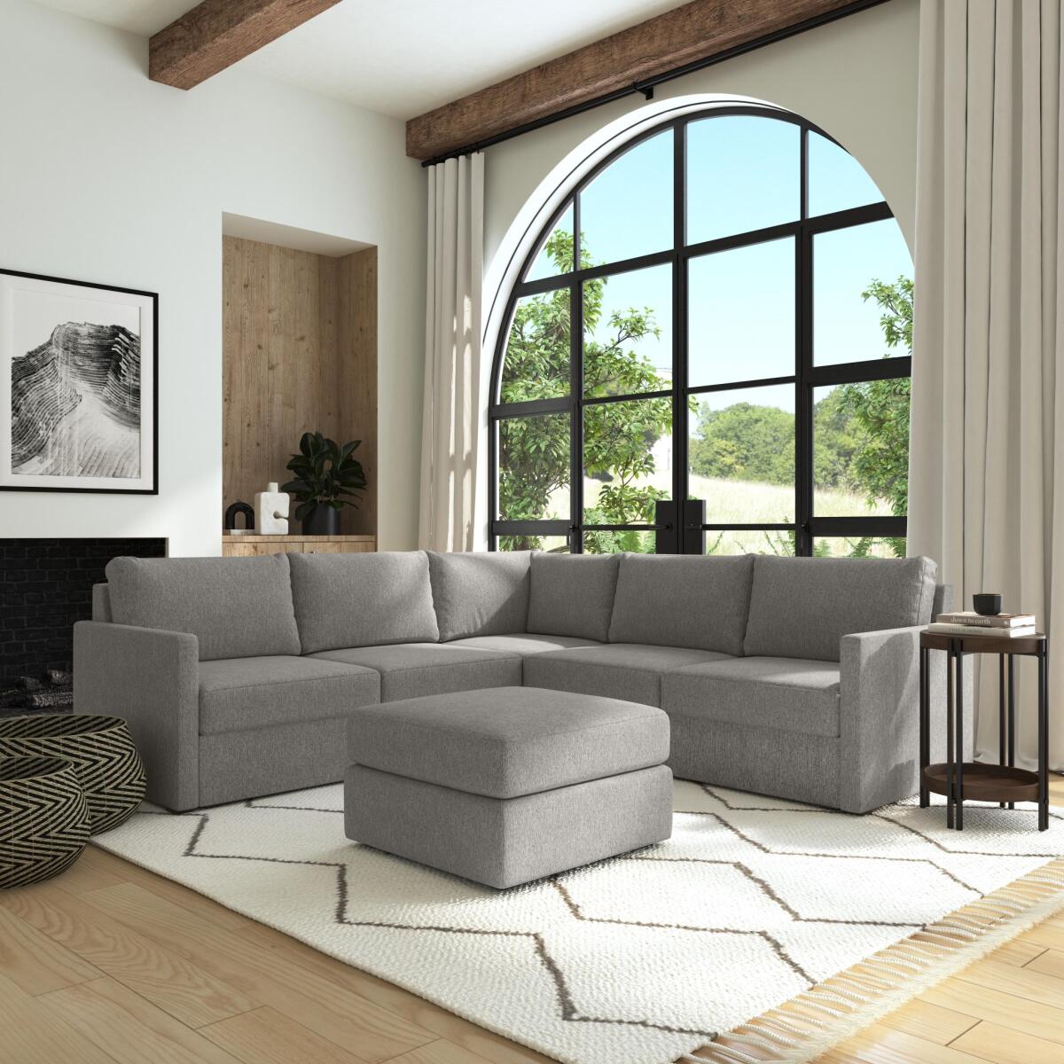 Flex 5-Seat Sectional with Narrow Arm and Ottoman by homestyles - Image 3