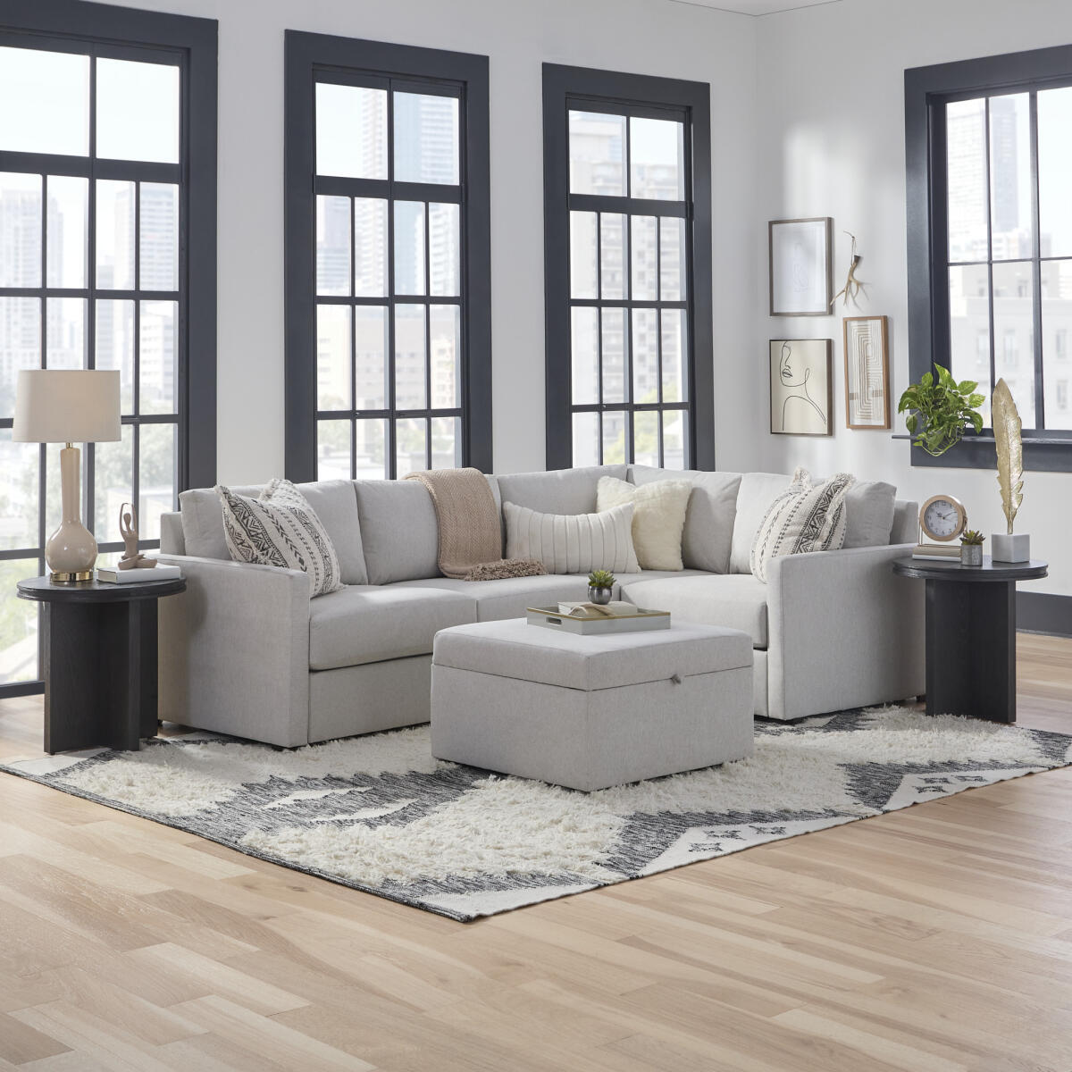 Flex 4-Seat Sectional with Narrow Arm and Storage Ottoman by homestyles - Image 3