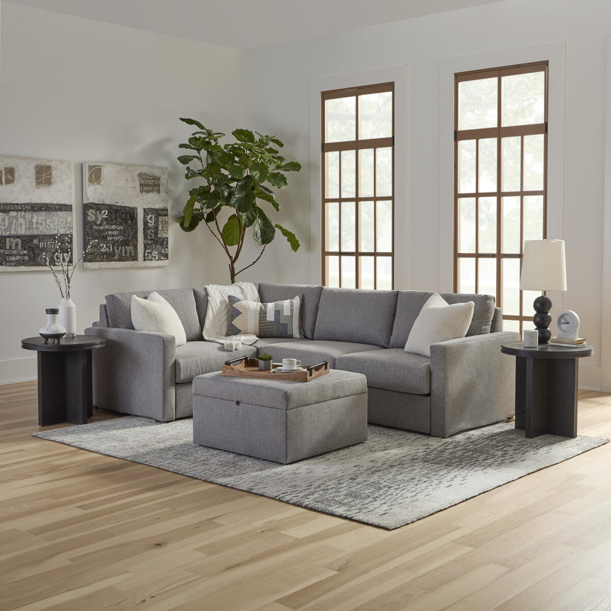 Flex 4-Seat Sectional with Standard Arm and Storage Ottoman by homestyles - Image 3