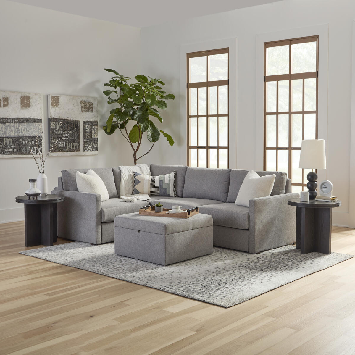 Flex 4-Seat Sectional with Narrow Arm and Storage Ottoman by homestyles - Image 3