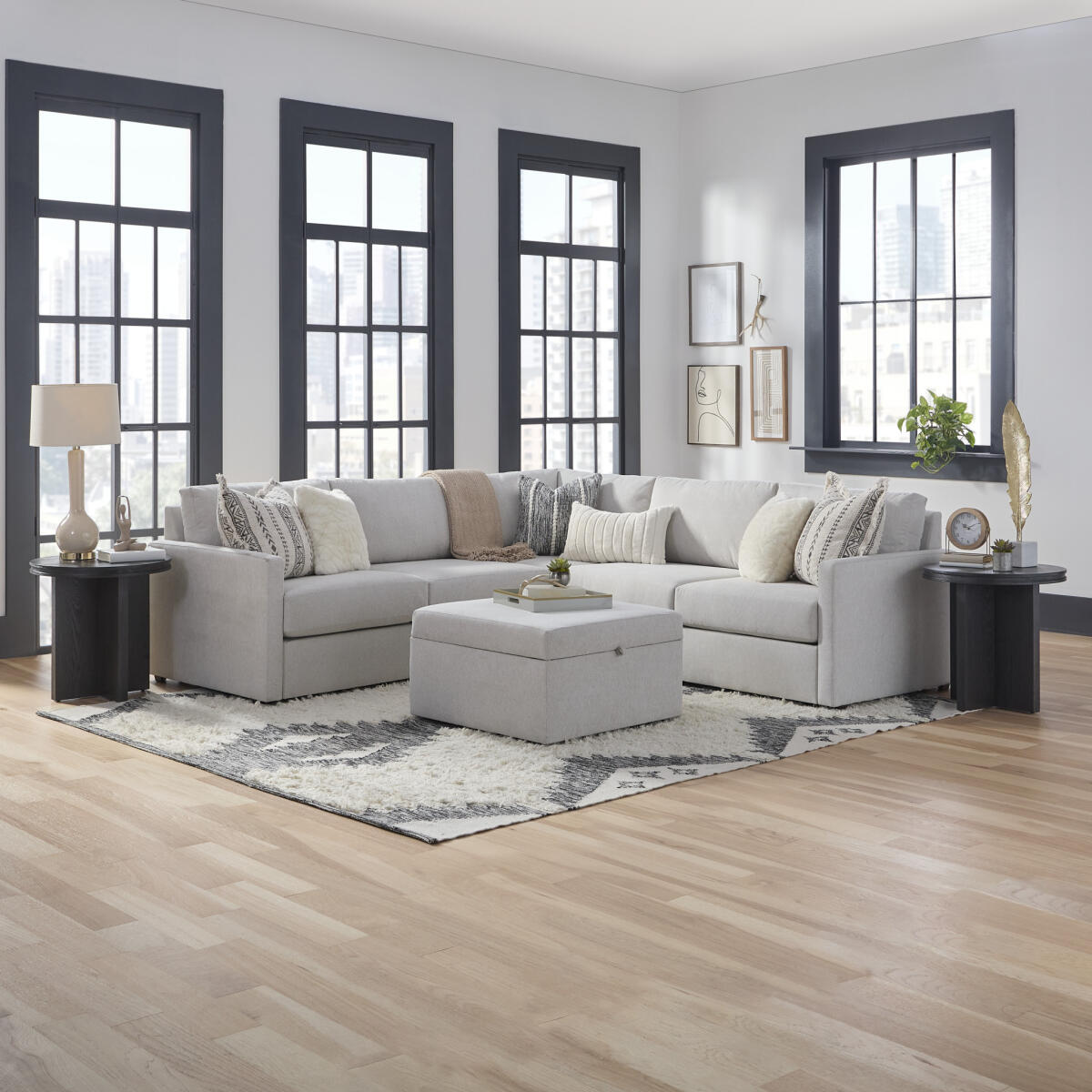 Flex 5-Seat Sectional with Narrow Arm and Storage Ottoman by homestyles - Image 3